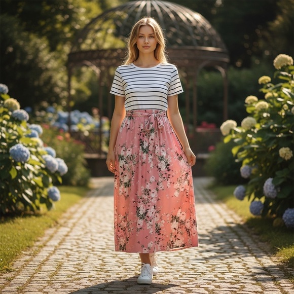Merokeety Dresses & Skirts - Merokeety Striped Floral Maxi Dress